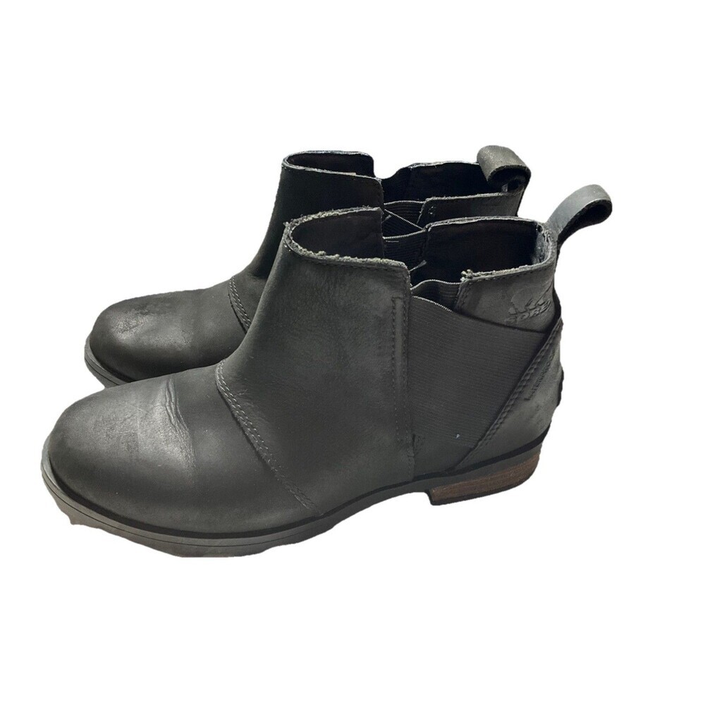 Sorel Emelie Chelsea Booties Black Leather NL2671-010 Women's Sz 8.5 (Fits 7/7.5 - Picture 7 of 7